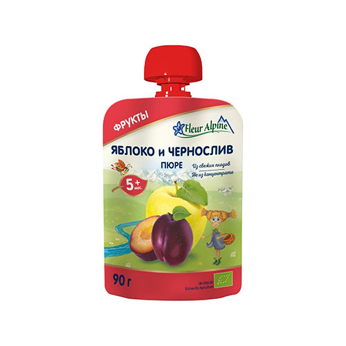 картинка Пюре детское "Яблоко и чернослив" с 5 месяцев "Fleur Alpine" 90г – Prostor.ae