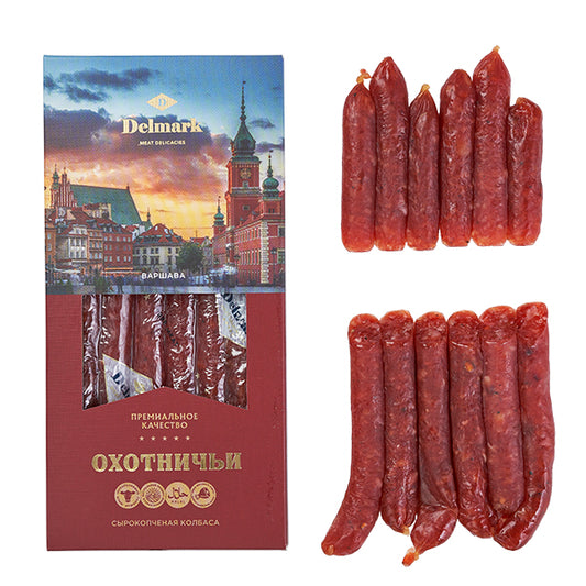 картинка Cырокопченые колбаски "Охотничьи" Delmark (Узбекистан) 140г – Prostor.ae