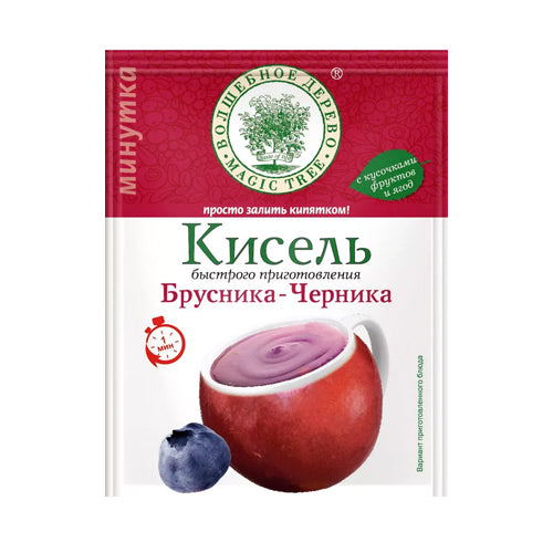 картинка Кисель быстрого приготовления "Брусника-черника". Волшебное дерево 30г – Prostor.ae