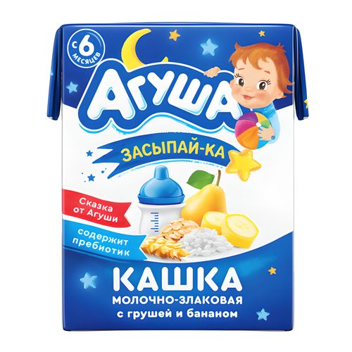 картинка Кашка молочно-злаковая с грушей и бананом "Засыпай-ка" 2,7%. С 6 месяцев. Агуша 200мл – Prostor.ae