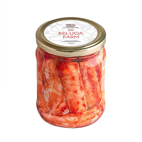 картинка Мясо камчатского краба натуральное в солевой заливке. Beluga Farm 500г – Prostor.ae