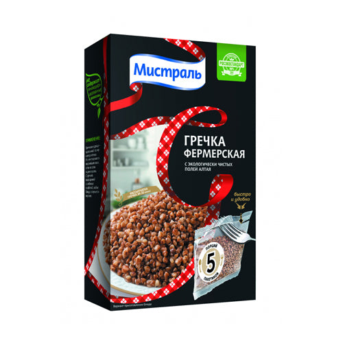 картинка Гречка Фермерская ядрица (5 пакетиков х 80г). Мистраль 400г – Prostor.ae