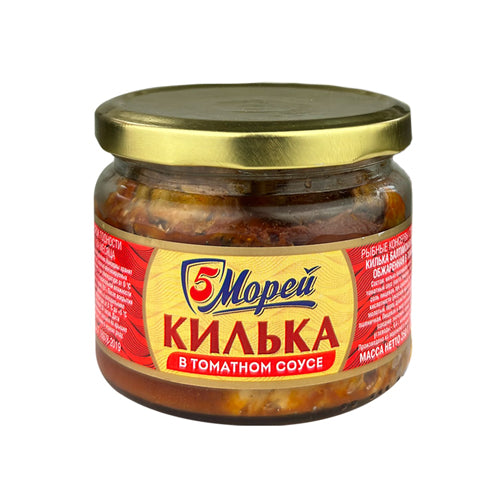 картинка Килька обжаренная в томатном соусе. 5 морей 260г – Prostor.ae
