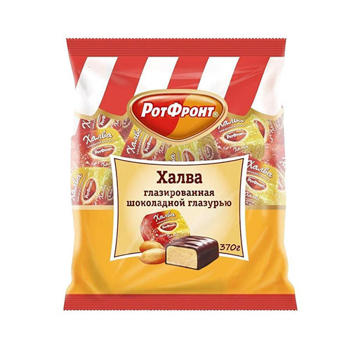 картинка Халва глазированная шоколадной глазурью. РотФронт 370г – Prostor.ae