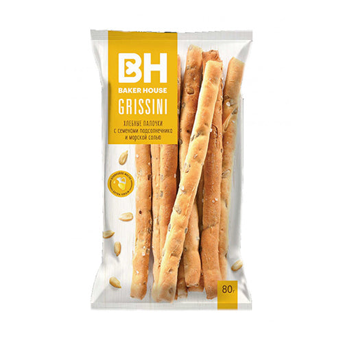 картинка Хлебные палочки "Grissini" с семенами подсолнечника. Baker House 80г – Prostor.ae