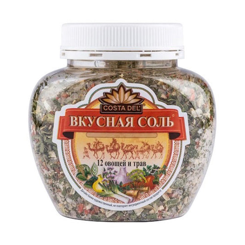 картинка Соль с пряностями и овощами "12 овощей и трав" "Вкусная соль" 400г – Prostor.ae