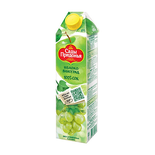 картинка Сок яблочно-виногадный восстановленный с мякотью. Сады Придонья 1л – Prostor.ae