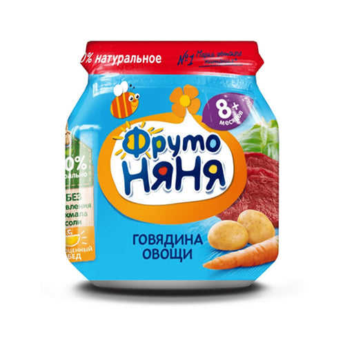 картинка Пюре мясное из говядины с овощами с 8 месяцев ФрутоНяня 100г – Prostor.ae