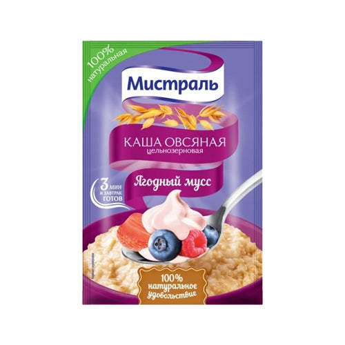 картинка Каша овсяная цельнозерновая "Ягодный мусс". Мистраль 40г – Prostor.ae