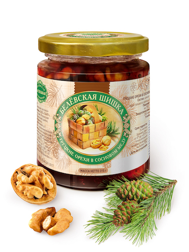 картинка Грецкие орехи в сосновом меду "Белёвская Шишка" 315г. – Prostor.ae