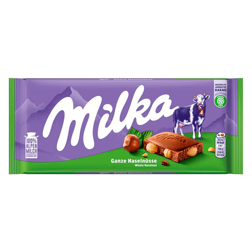 картинка Шоколад молочный "Whole Hazelnuts" с цельным лесным орехом Milka 100г – Prostor.ae
