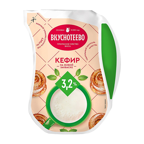 картинка Кефир 3,2% "Вкуснотеево" 465г – Prostor.ae