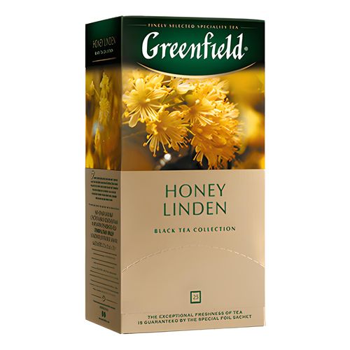 картинка Чай черный байховый с растительными компонентами и ароматом гречишного меда "Greenfield Honey Linden" (25 пакетиков) 37,5г – Prostor.ae