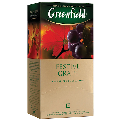 картинка Чайный напиток со вкусом и ароматом винограда "Greenfield Festive grape" (25 пакетиков) 50г. – Prostor.ae