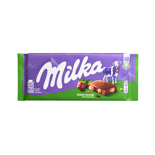 картинка Шоколад молочный "Whole Hazelnuts" с фундуком Milka 100г – Prostor.ae