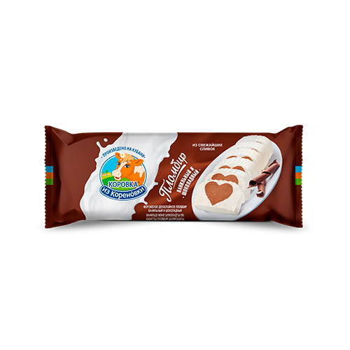 картинка Мороженое пломбир "Полено" шоколадное и ванильное 15% жирности "Коровка из кореновки" 400г – Prostor.ae