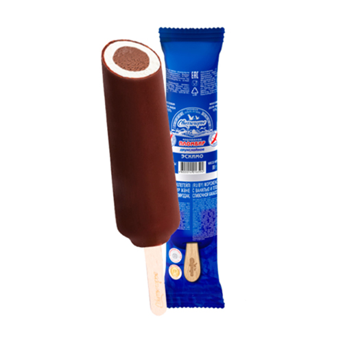 картинка Мороженое Эскимо двухслойное пломбир с ванилью и пломбир шоколадный в сливочной какаосодержащей глазури 15% "Свитлогорье" 80г – Prostor.ae