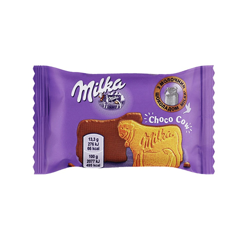 картинка Печенье бисквитное "Choco Cow" покрытое молочным шоколадом Milka 40г – Prostor.ae