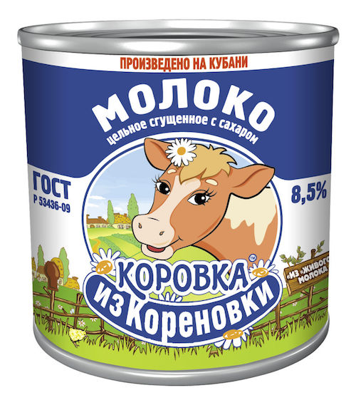 картинка Молоко сгущеное, Премиум 8,5% жирности Кореновка 360г – Prostor.ae