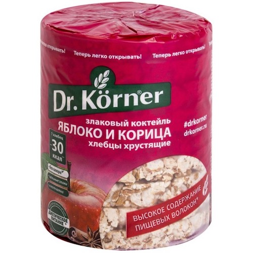картинка Хлебцы хрустящие "Злаковый коктейль яблочный" с корицей "Dr. Korner" 90г – Prostor.ae