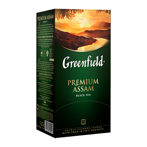 картинка Чай черный байховый индийский "Greenfield Premium Assam" (25 пакетиков) 50г – Prostor.ae