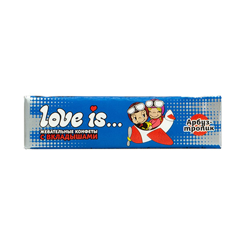 картинка Жевательные конфеты "Love is" со вкусом арбуз-тропик с вкладышами 25г – Prostor.ae