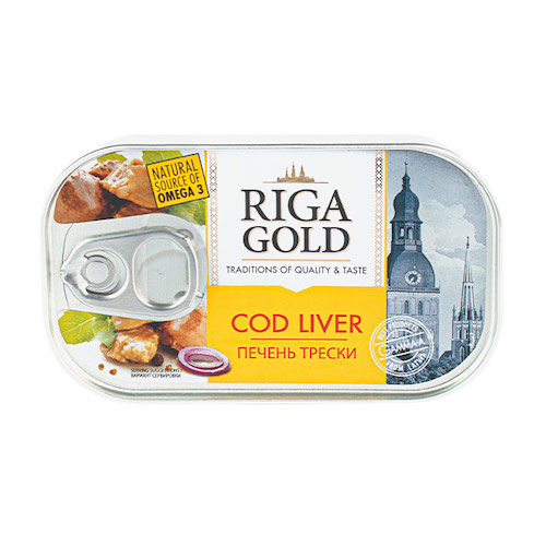 картинка Печень трески натуральная "Riga Gold" 120г – Prostor.ae