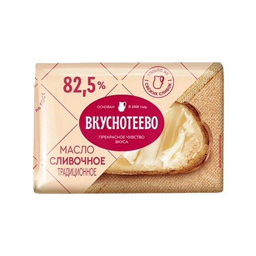 картинка Масло сливочное традиционное 82,5% "Вкуснотеево" 200г – Prostor.ae
