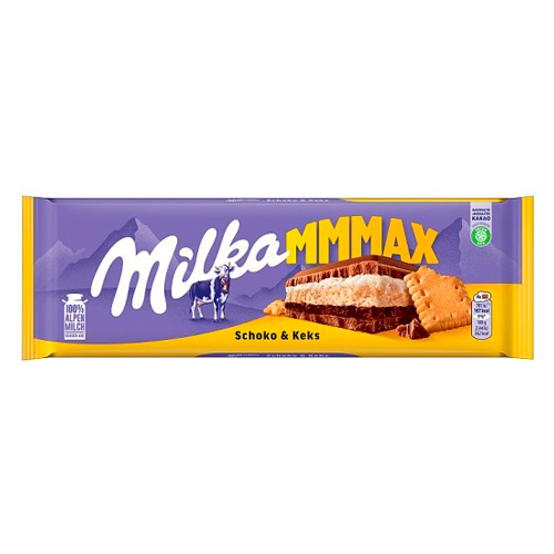 картинка Шоколад молочный "Choco & Biscuit" с хрустящим пшеничным печеньем Milka 300г – Prostor.ae