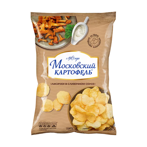 картинка Чипсы картофельные со вкусом лисичек в сливочном соусе "Московский картофель" 60г – Prostor.ae