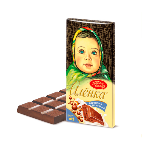 картинка Шоколадная плитка "Алёнка" пористый молочный шоколад Красный Октябрь 90г – Prostor.ae