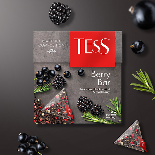 Чай черный байховый с ароматом ежевики и черной смородины и растительными компонентами "TESS Berry Bar" (20 пирамидок) 36г.