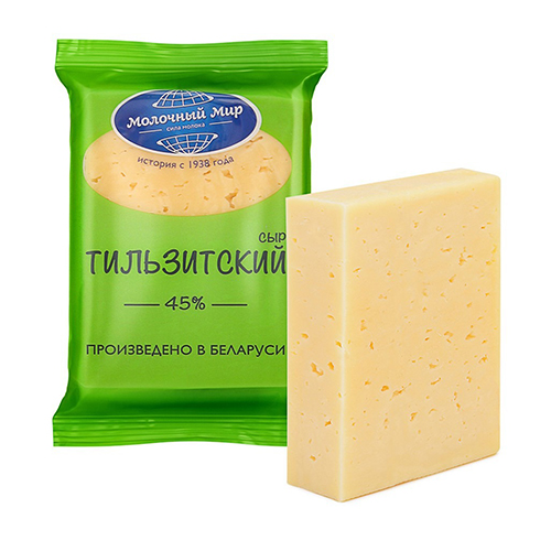 Сыр "Тильзитский" 45% фасованный. Молочный мир 200г