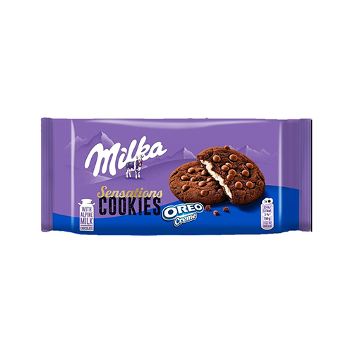 картинка Печенье "Sensations Cookies" с кусочками шоколада и кремом Oreo Milka 156г – Prostor.ae