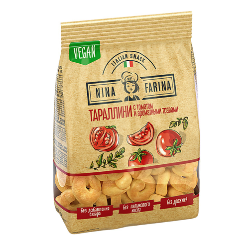 Изделия хлебобулочные бараночные "Тараллини" с томатом и ароматными травами Nina Farina 180г