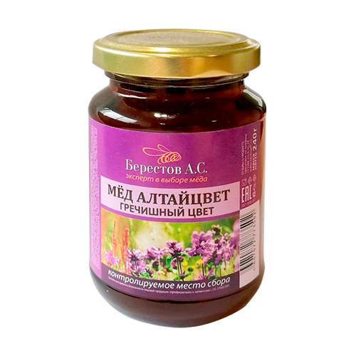 картинка Мёд натуральный (Гречишный цвет) Алтайцвет "Берестов А.С." 240г – Prostor.ae