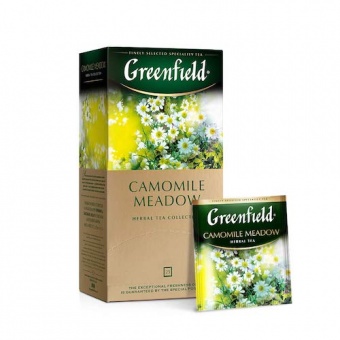 картинка Чайный напиток со вкусом и ароматом личи "Greenfield Camomile Meadow" (25 пакетиков) 37,5г. – Prostor.ae