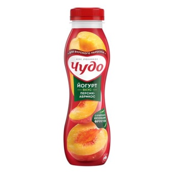 картинка Йогурт питьевой фруктовый со вкусом персик-абрикос 1,9% "Чудо" 260г – Prostor.ae