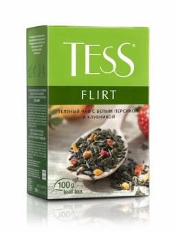 картинка Чай зелёный байховый с ароматом белого персика, клубники и растительными компонентами "TESS FLIRT" (25 пакетиков) 37,5г. – Prostor.ae