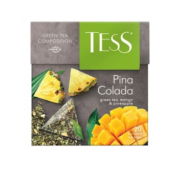 картинка Чай зелёный байховый с ароматом тропических фруктов и растительными компонентами "TESS Pina Colada" (20 пирамидок) 36г. – Prostor.ae